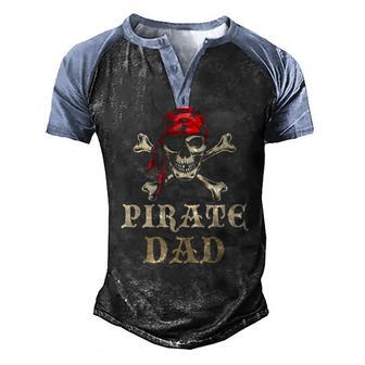 Pirate Dad Skull Costume Halloween Funny Men's Henley Shirt Raglan Sleeve 3D Print T-shirt - Thegiftio UK