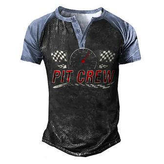 Pit Crew Race Car Party Checkered Flag Car Racing Men's Henley Shirt Raglan Sleeve 3D Print T-shirt - Thegiftio UK
