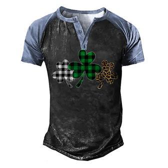 Plaid Clover Shamrock Leopard Green Buffalo St Patricks Day Men's Henley Shirt Raglan Sleeve 3D Print T-shirt - Thegiftio UK