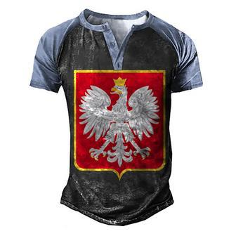 Poland White Eagle Coat Of Arms Polska Polish Family Men's Henley Shirt Raglan Sleeve 3D Print T-shirt - Thegiftio UK
