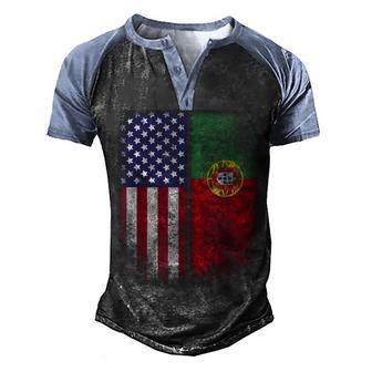 Portuguese American Flag Portugal Usa Men's Henley Shirt Raglan Sleeve 3D Print T-shirt - Thegiftio UK