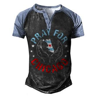 Pray For Chicago Chicago Shooting Support Chicago Men's Henley Shirt Raglan Sleeve 3D Print T-shirt - Seseable