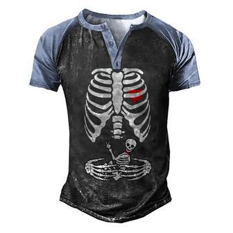 Pregnancy Announcement Dad Pregnant Skeleton Halloween Men's Henley Shirt Raglan Sleeve 3D Print T-shirt - Thegiftio UK