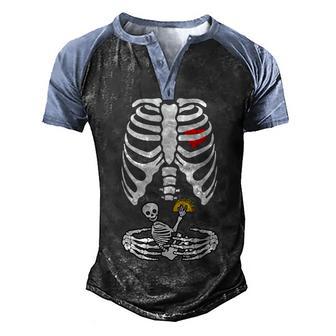 Pregnancy Announcement Dad Pregnant Skeleton Halloween Taco Men's Henley Shirt Raglan Sleeve 3D Print T-shirt - Thegiftio UK