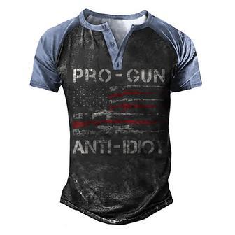 Pro Gun Anti Idiot Vintage Usa Flag 2Nd Amendment Men's Henley Shirt Raglan Sleeve 3D Print T-shirt - Thegiftio UK
