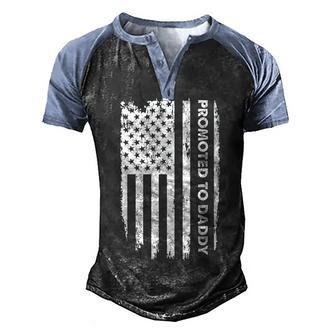 Promoted To Daddy First Time Fathers Day New Dad Gifts Men's Henley Shirt Raglan Sleeve 3D Print T-shirt - Thegiftio UK