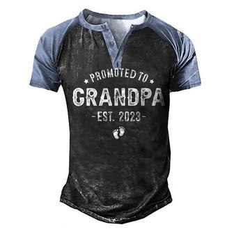 Promoted To Grandpa 2023 Soon To Be First Time Grandfather Men's Henley Shirt Raglan Sleeve 3D Print T-shirt - Thegiftio UK