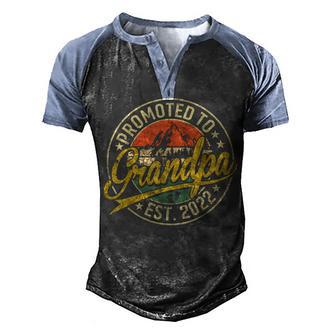 Promoted To Grandpa Est 2022 Retro New Grandpa First Grandpa Men's Henley Shirt Raglan Sleeve 3D Print T-shirt - Thegiftio UK