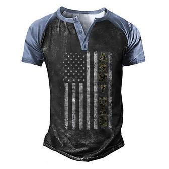Proud Army Dad United States Usa Flag Gift For Fathers Day Men's Henley Shirt Raglan Sleeve 3D Print T-shirt - Thegiftio UK