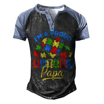 Proud Autism Papa Awareness Grandpa Autistic Grandchild Kids Men's Henley Shirt Raglan Sleeve 3D Print T-shirt - Thegiftio UK