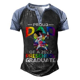 Proud Dad Of A 2022 Preschool Graduate Unicorn Men's Henley Shirt Raglan Sleeve 3D Print T-shirt - Thegiftio UK