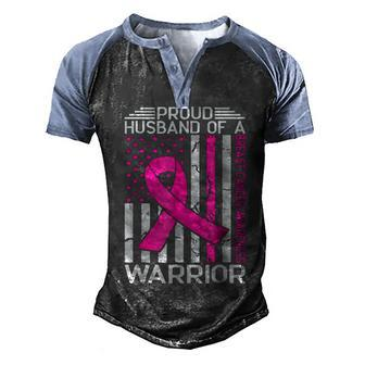 Proud Husband Of A Warrior Breast Cancer Awareness Men's Henley Shirt Raglan Sleeve 3D Print T-shirt - Thegiftio UK