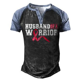 Proud Husband Of A Warrior Breast Cancer Awareness V2 Men's Henley Shirt Raglan Sleeve 3D Print T-shirt - Thegiftio UK