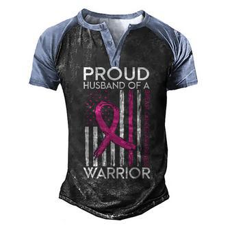 Proud Husband Of A Warrior Breast Cancer Support Squad Men's Henley Shirt Raglan Sleeve 3D Print T-shirt - Thegiftio UK