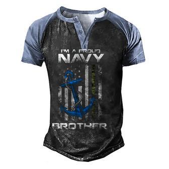 Proud Navy Brother American Flag Vintage Men's Henley Shirt Raglan Sleeve 3D Print T-shirt - Thegiftio UK