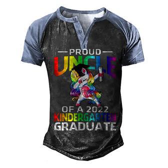 Proud Uncle Of A 2022 Kindergarten Graduate Unicorn Men's Henley Shirt Raglan Sleeve 3D Print T-shirt - Thegiftio UK