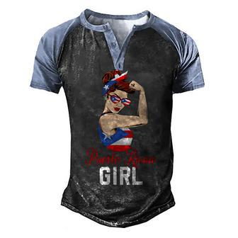 Puerto Rican Girl Rosie The Riveter Labor Day Usa Flag Men's Henley Shirt Raglan Sleeve 3D Print T-shirt - Thegiftio UK