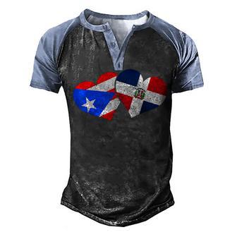 Puerto Rico & Dominican Republic Pride Puerto Rican Flag Men's Henley Shirt Raglan Sleeve 3D Print T-shirt - Thegiftio UK