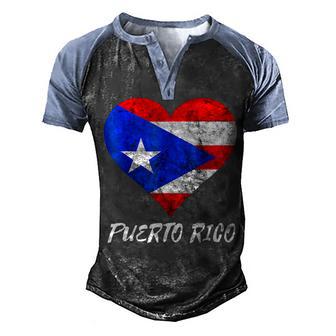 Puerto Rico Heart Puertorro Puerto Rican Flag Boricua Roots Men's Henley Shirt Raglan Sleeve 3D Print T-shirt - Thegiftio UK