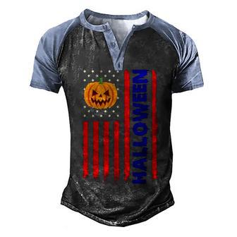 Pumpkin And An American Flag Happy Halloween For Men & Woman Men's Henley Shirt Raglan Sleeve 3D Print T-shirt - Thegiftio UK