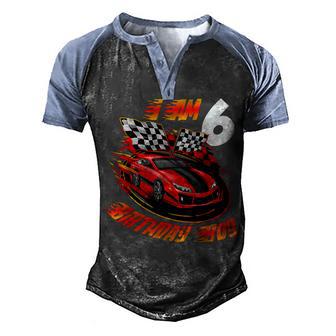 Race Car 6Th Birthday Boy 6 Year Old Racing Car Driver Men's Henley Shirt Raglan Sleeve 3D Print T-shirt - Thegiftio UK