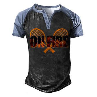 Racquetball Tennis Racket On Fire Flames Racquet Graphic Men Men's Henley Shirt Raglan Sleeve 3D Print T-shirt - Thegiftio UK