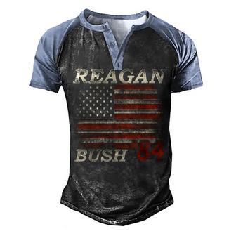 Reagan Bush 84 American Flag 1984 Presidential Campaign Men's Henley Shirt Raglan Sleeve 3D Print T-shirt - Thegiftio UK