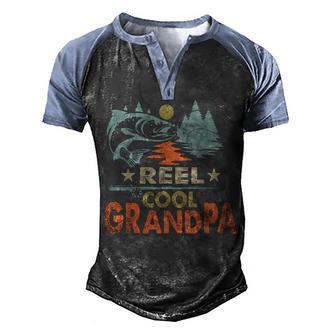 Reel Cool Grandpa Fishing Lover Vintage Fathers Day Men's Henley Shirt Raglan Sleeve 3D Print T-shirt - Thegiftio UK