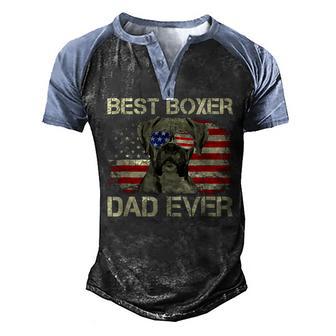 Retro Best Boxer Dad Ever Us Flag Dog Lover Fathers Day Men's Henley Shirt Raglan Sleeve 3D Print T-shirt - Thegiftio UK