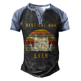 Retro Best Cat Dad Ever Cat Lover Funny Cat Daddy Men's Henley Shirt Raglan Sleeve 3D Print T-shirt - Thegiftio UK