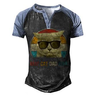 Retro Cat Best Cat Dad Ever Cat Funny Cat Daddy Cat Lover Men's Henley Shirt Raglan Sleeve 3D Print T-shirt - Thegiftio UK