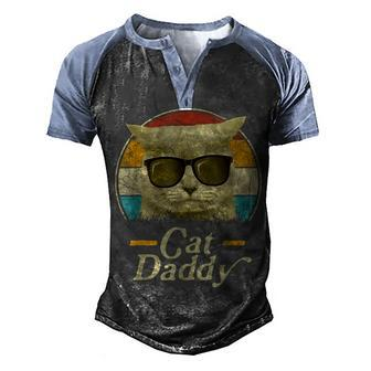 Retro Cat Daddy 80S 90S Style Cat Retro Cat Sunglasses Men's Henley Shirt Raglan Sleeve 3D Print T-shirt - Thegiftio UK