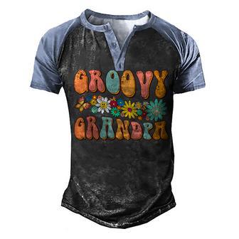 Retro Groovy Birthday Family Matching Cute Groovy Grandpa Men's Henley Shirt Raglan Sleeve 3D Print T-shirt - Thegiftio UK