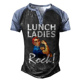 Retro Lunch Ladies Rock Funny Lunch Lady Quad Back To School V2 Men's Henley Shirt Raglan Sleeve 3D Print T-shirt - Thegiftio UK