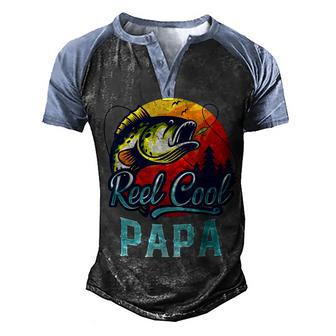 Retro Reel Cool Papa Fishing Dad Vintage Fathers Day Men's Henley Shirt Raglan Sleeve 3D Print T-shirt - Thegiftio UK