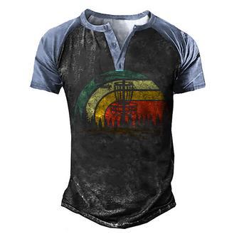 Retro Vintage Disc Golf Frolf Flying Disc Sport V2 Men's Henley Shirt Raglan Sleeve 3D Print T-shirt - Thegiftio UK