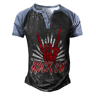 Rock On Rock Skeleton Hands Halloween Music Concerts Men's Henley Shirt Raglan Sleeve 3D Print T-shirt - Thegiftio UK