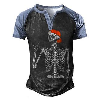 Rocker Skeleton Hand Rock On Costume Funny Halloween Gifts Men's Henley Shirt Raglan Sleeve 3D Print T-shirt - Thegiftio UK