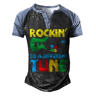 Rockin To Different Tune Guitar Autism Awareness Music Kids Men's Henley Shirt Raglan Sleeve 3D Print T-shirt - Thegiftio UK