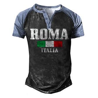 Rome Italy Roma Italia Vintage Italian Flag Men's Henley Shirt Raglan Sleeve 3D Print T-shirt - Thegiftio UK