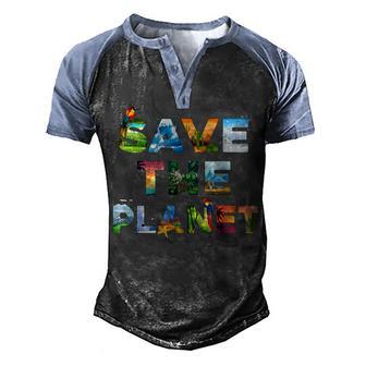 Save The Planet Animals Earth Day Planet Environmental Men's Henley Shirt Raglan Sleeve 3D Print T-shirt - Thegiftio UK