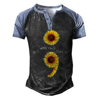 Semicolon Sunflowe Spreading Mental Health Awareness Month Men's Henley Shirt Raglan Sleeve 3D Print T-shirt - Thegiftio UK
