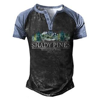 Shady Pines Retirement Home Mountain Trees Graphic Men's Henley Shirt Raglan Sleeve 3D Print T-shirt - Thegiftio UK