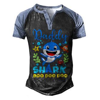 Shark Birthday Kids Dad Mens Daddy Birthday Kid Family Men's Henley Shirt Raglan Sleeve 3D Print T-shirt - Thegiftio UK