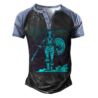 Shieldmaiden Shield Maiden Viking Norse Mythology Retro Men's Henley Shirt Raglan Sleeve 3D Print T-shirt - Thegiftio UK