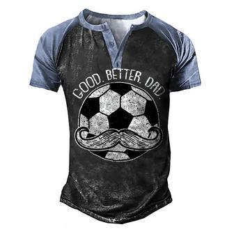 Soccer Dad Sport Funny Ball Mustache Daddy Papa Dada Father Men's Henley Shirt Raglan Sleeve 3D Print T-shirt - Thegiftio UK