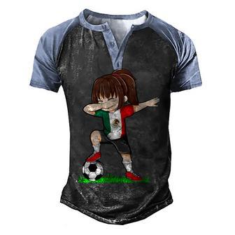 Soccer Mexico Jersey Mexican Flag Football Girls Dab Men's Henley Shirt Raglan Sleeve 3D Print T-shirt - Thegiftio UK