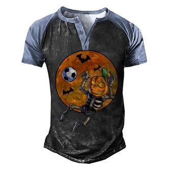 Soccer Skeleton Halloween Men Boys Soccer Halloween Men's Henley Shirt Raglan Sleeve 3D Print T-shirt - Thegiftio UK