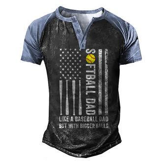 Softball Dad Like A Baseball Sports Usa Flag Fathers Day Men's Henley Shirt Raglan Sleeve 3D Print T-shirt - Thegiftio UK