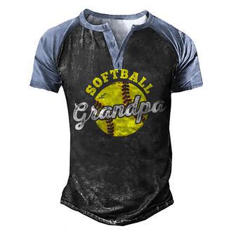 Softball Grandpa Grandfather Fathers Day Men's Henley Shirt Raglan Sleeve 3D Print T-shirt - Thegiftio UK